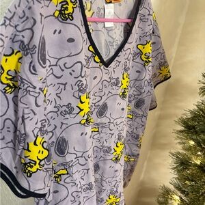 Snoopy and Woodstock Plus Size Women’s Scrubs Top